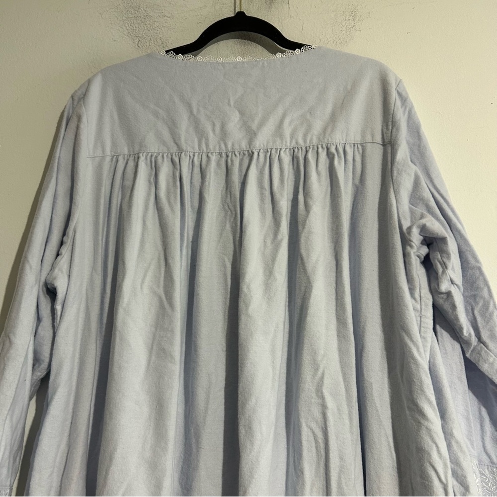 Eileen West Fairy Tale Cotton Flannel Nightgown Blue Size XL Embroidered Cottage - Picture 11 of 13